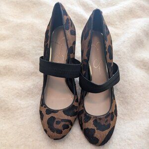 Jessica Simpson Leopard  Print Mary Jane Heels 39.5/9/.5 W